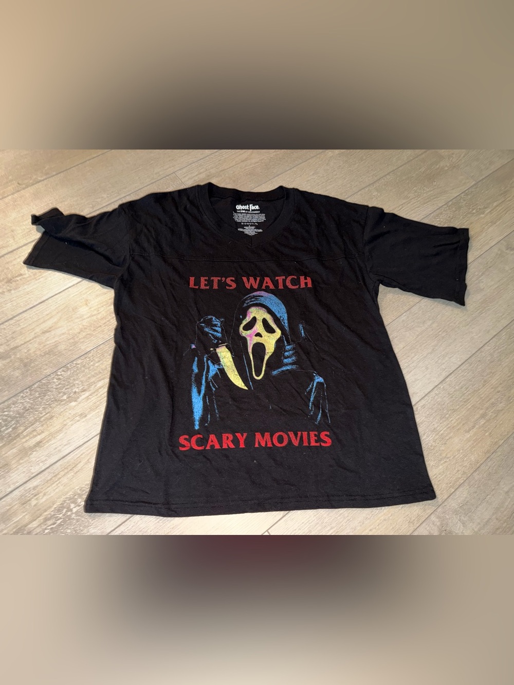 Black 'Let's Watch Scary Movies' Graphic Tee